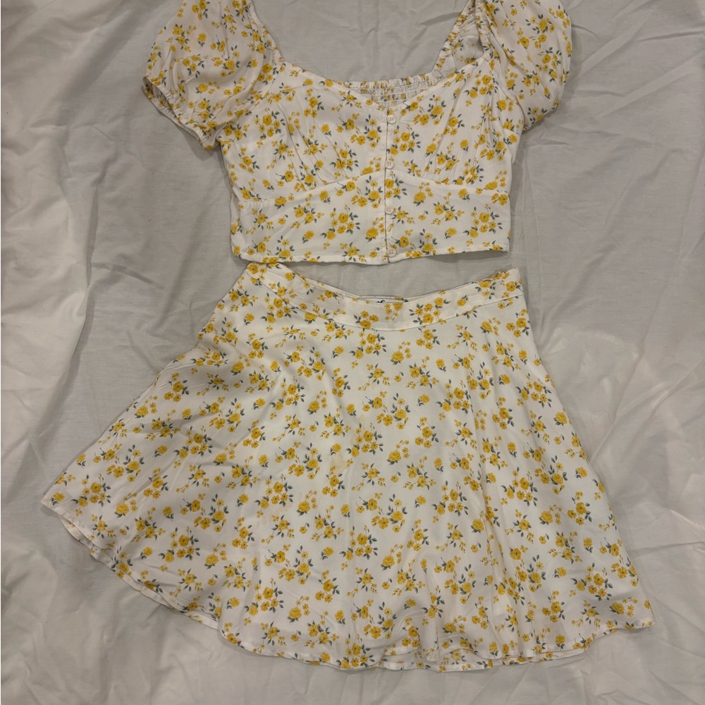 Floral Crop Top and Skirt Set